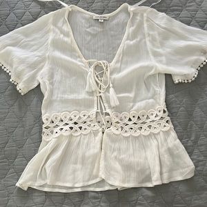 White Tie Front Open Summer Top